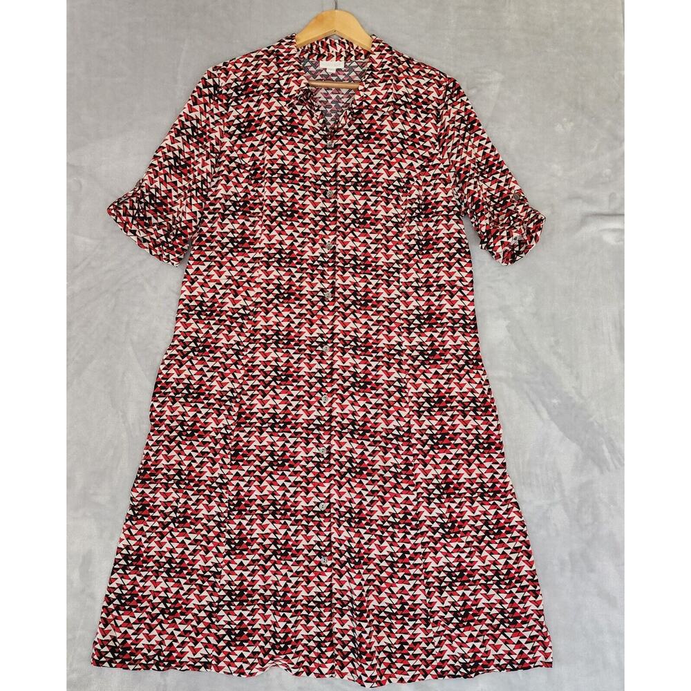 J. Jill Red and Black Patterned Midi Dress